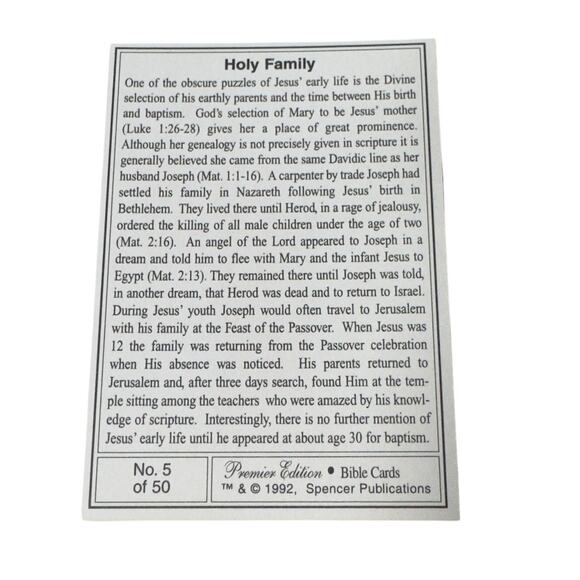 Premier Edition Bible Cards 1992 Spencer Publications 50 Cards - Picture 3 of 6